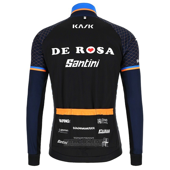 2018 Fahrradbekleidung De Rose Shwarz Trikot Langarm und Tragerhose